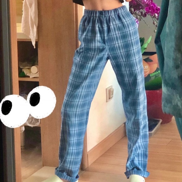 Brandy Melville blue plaid pants - Picture 1 of 6